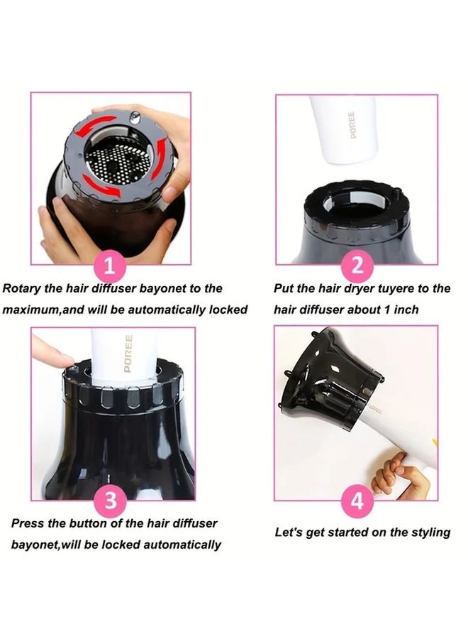 White Salon Hair Diffuser Attachment Ionic Technology Frizz Control Volume Boost - Image 3